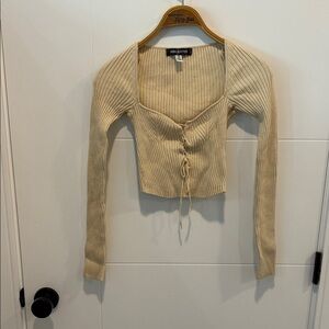 Urban Outfitters Cream Ribbed Top size medium
